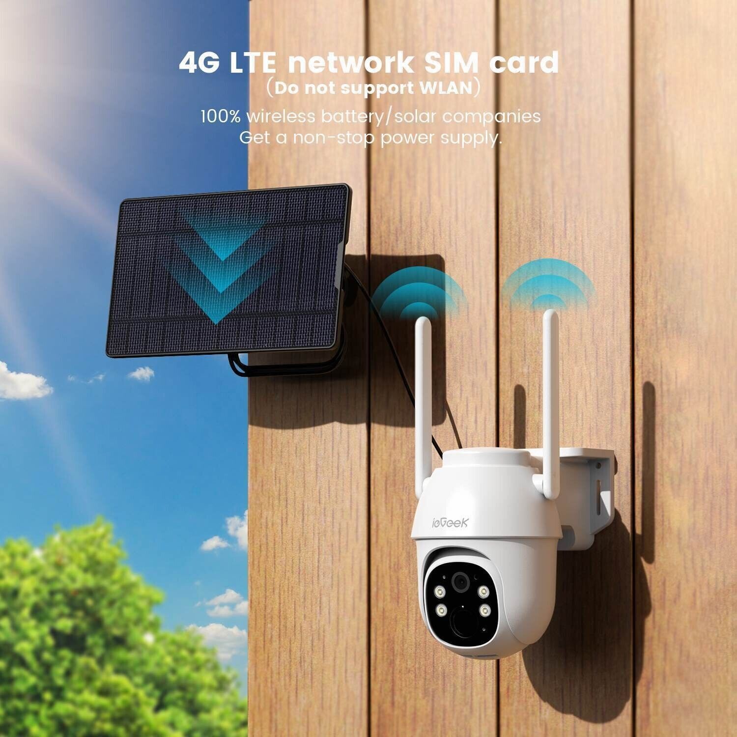 Outdoor 4G LTE Solar Security Camera Wireless Battery CCTV System NO WiFi Needed
