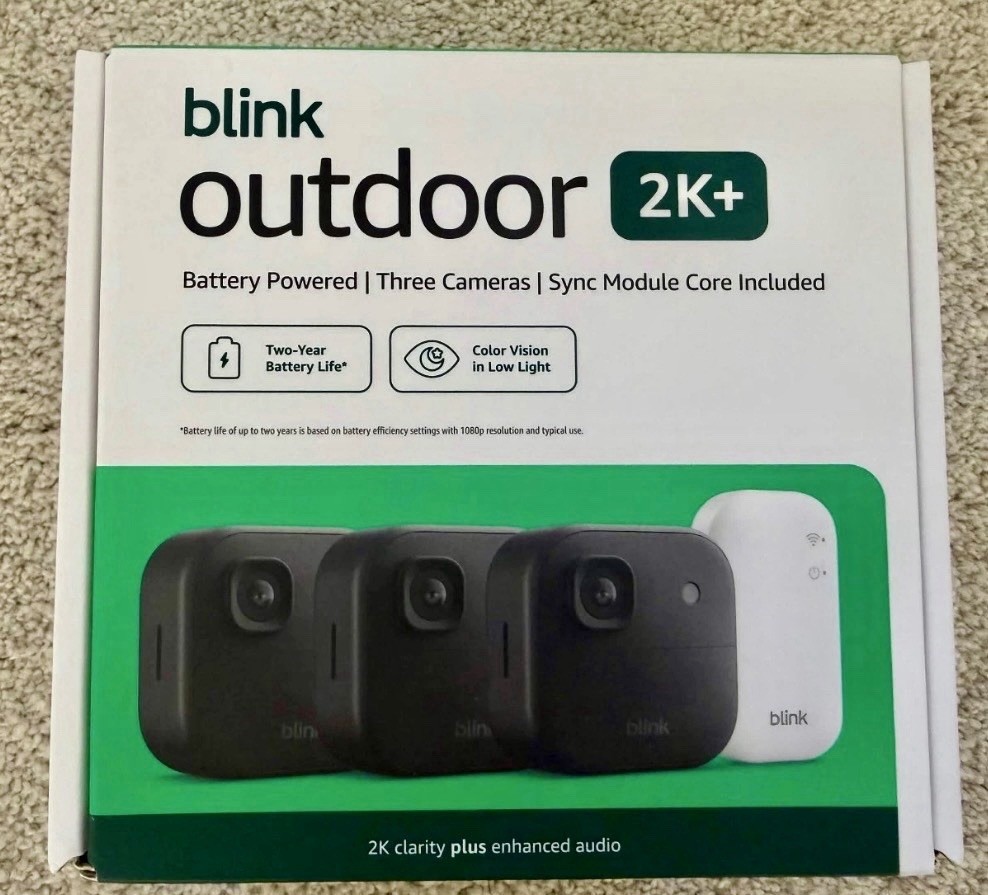 NEW 3 PACK Blink Outdoor 2K+ Wireless Security BLACK CAMERAS W/ SYNC CORE MODULE