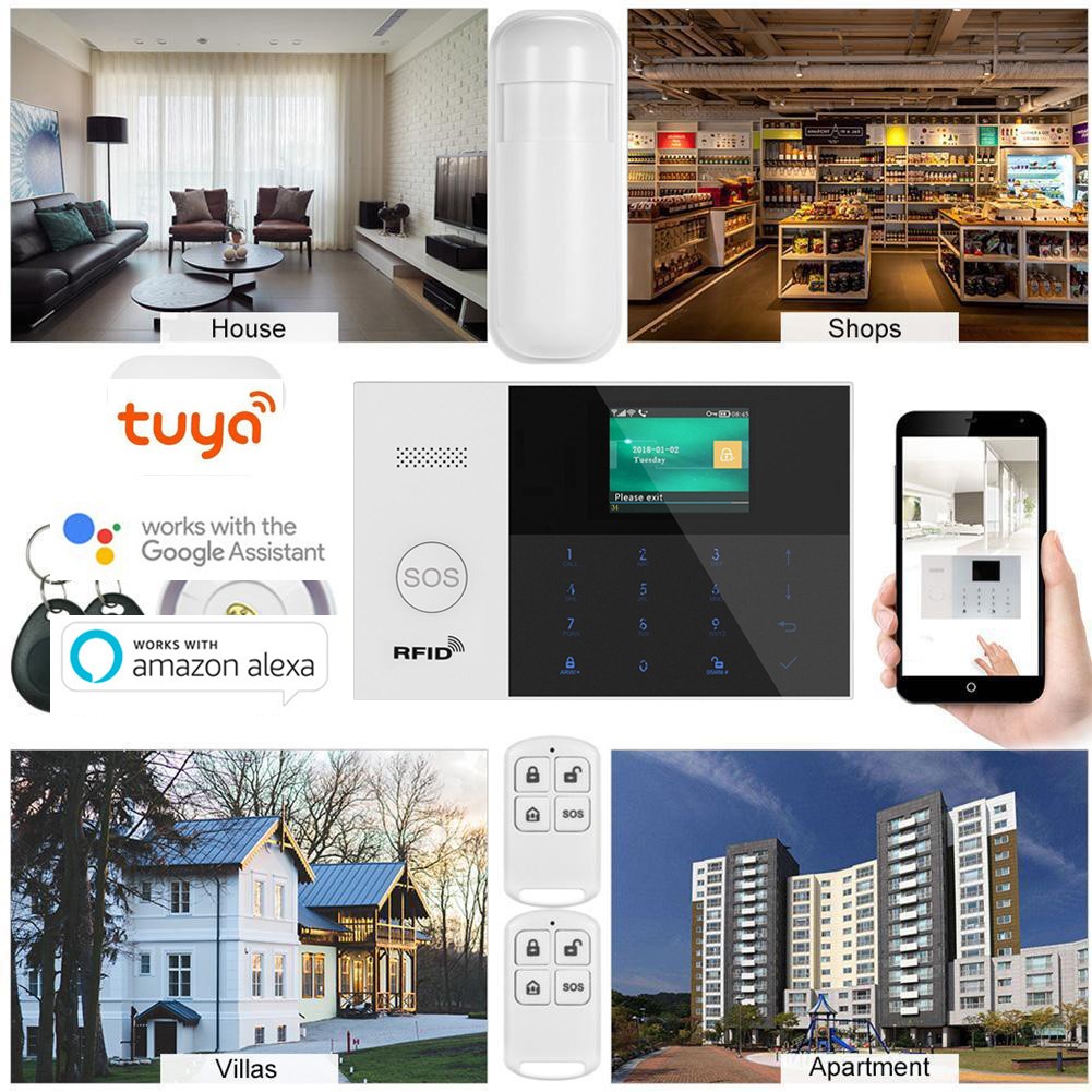 IP WiFi Cloud APP GSM Tuya Wireless Home Security Alarm Burglar System+RFID