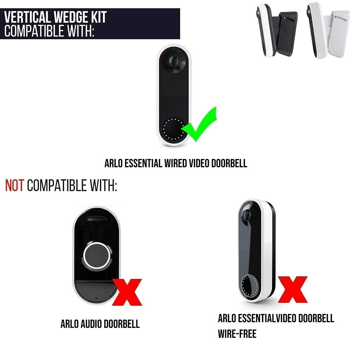 Wasserstein 0-20 Vertical Wedge Wall Mount for Arlo Wired Video Doorbell (White)