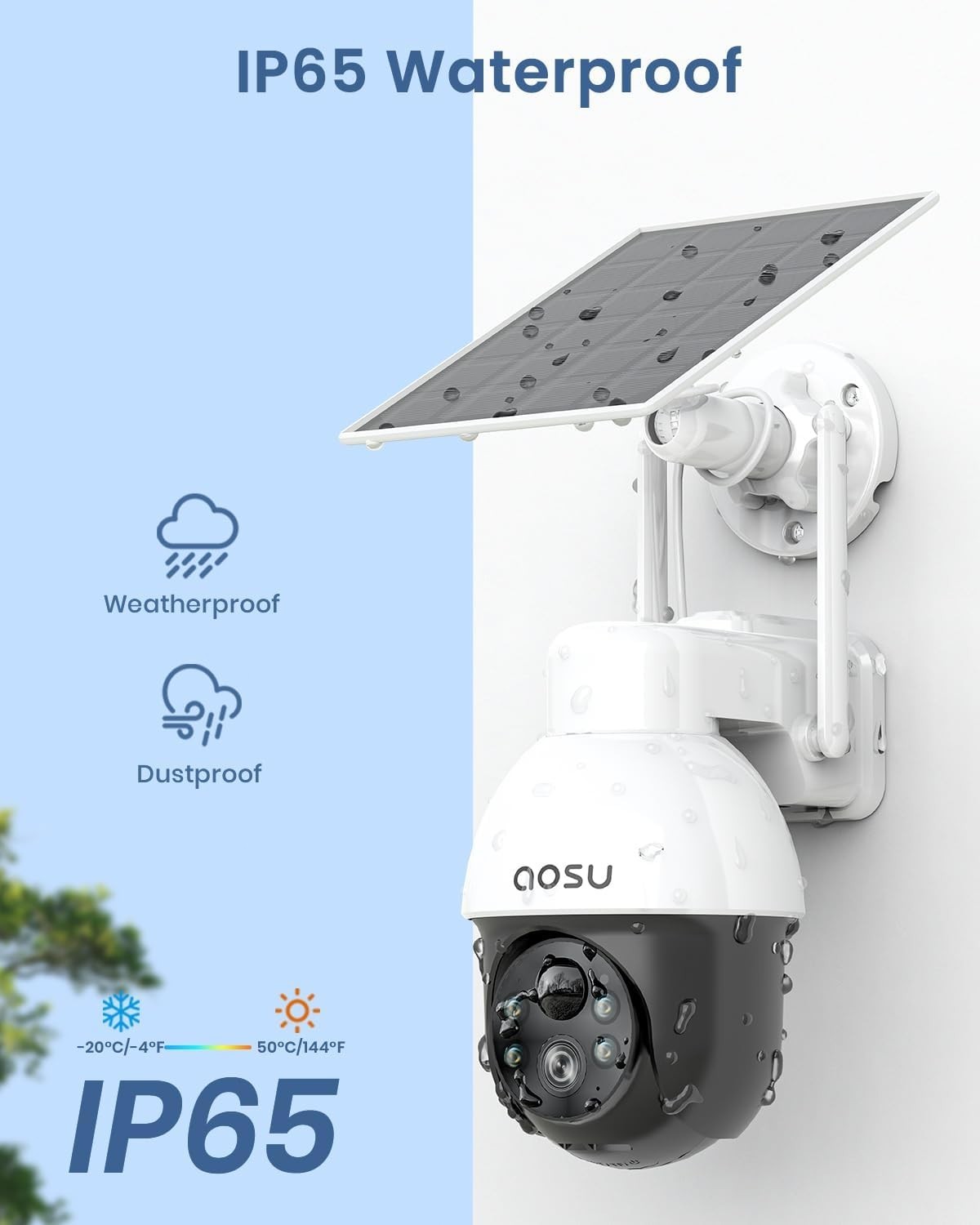 AOSU SolarCam D1 Lite 2K WiFi Security Camera Outdoor Wireless Solar PTZ Night