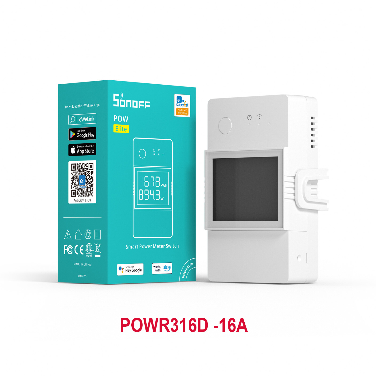 SONOFF POW Elite WiFi Smart Switch 20A Max Power Measurement Monitor LCD Display