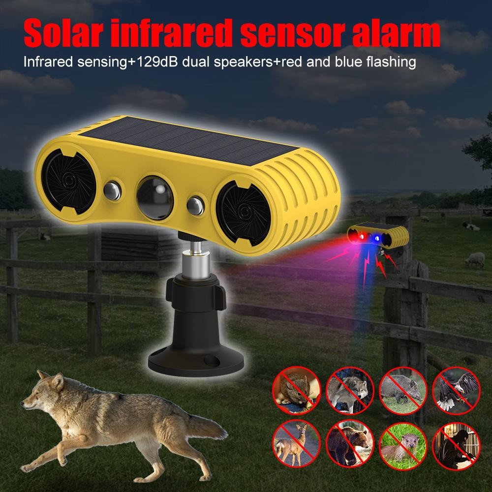130db Solar Wireless Motion Sensor Alarm 13 Sound Detector Loud Noise Outdoor