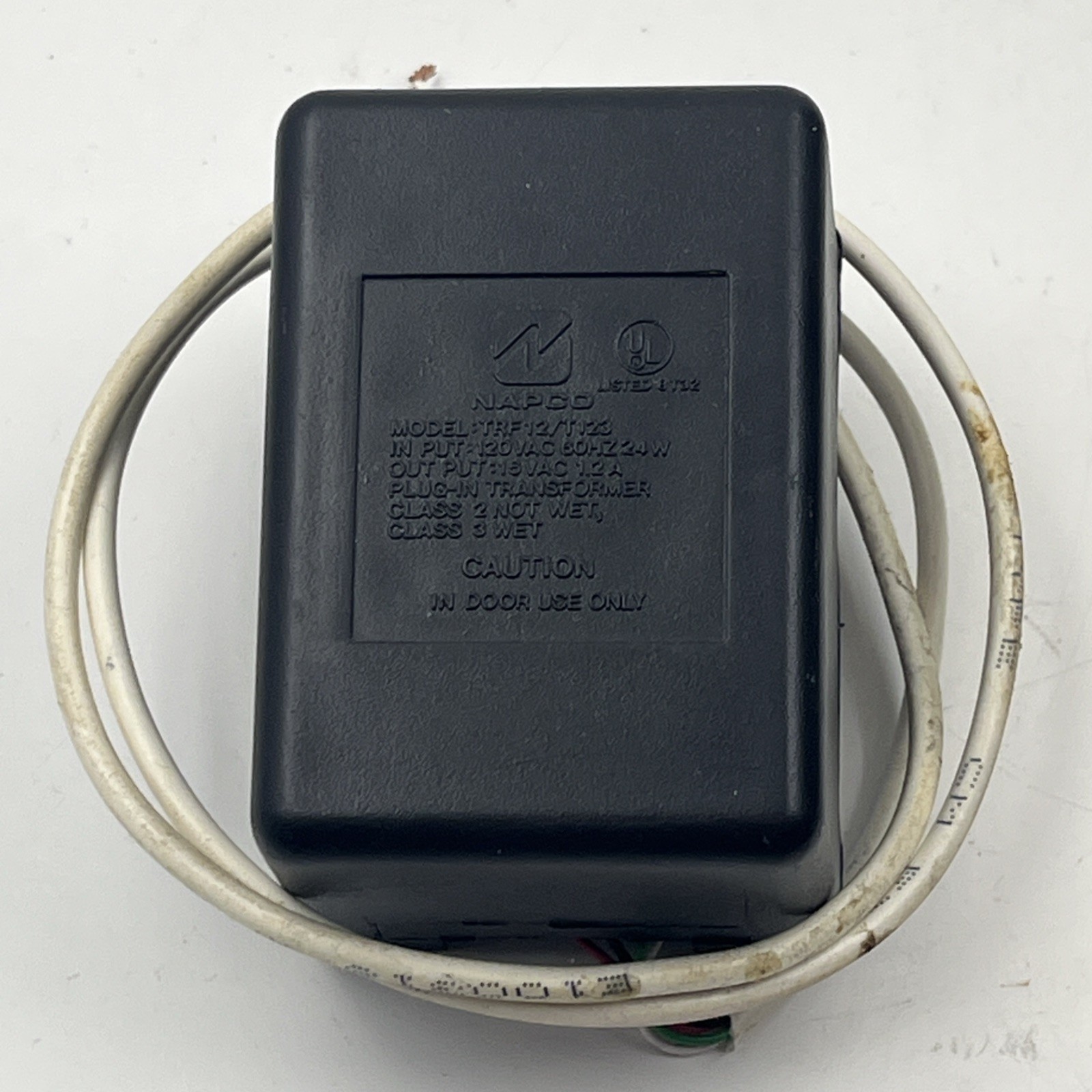 Napco Transformer TRF12/T123 120VAC 60Hz 24W Output 16VAC 1.2A UL Listed 8T32