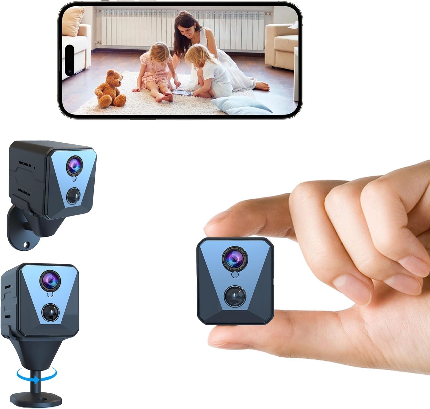 Wireless Indoor Surveillance Camera with Remote Viewing and Long Battery Life