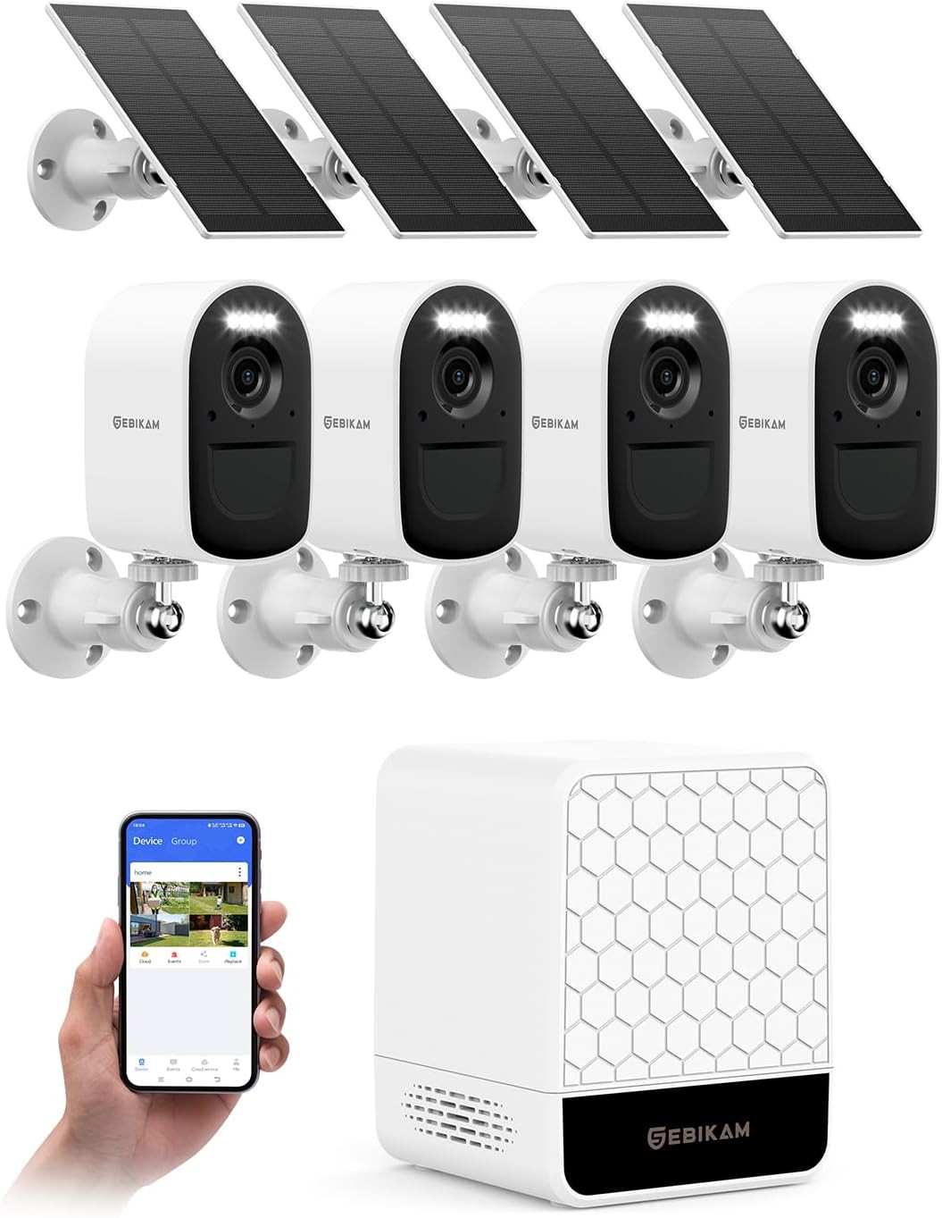 4MP Solar Wireless Security Camera System, 2K Night Vision, AI Detection