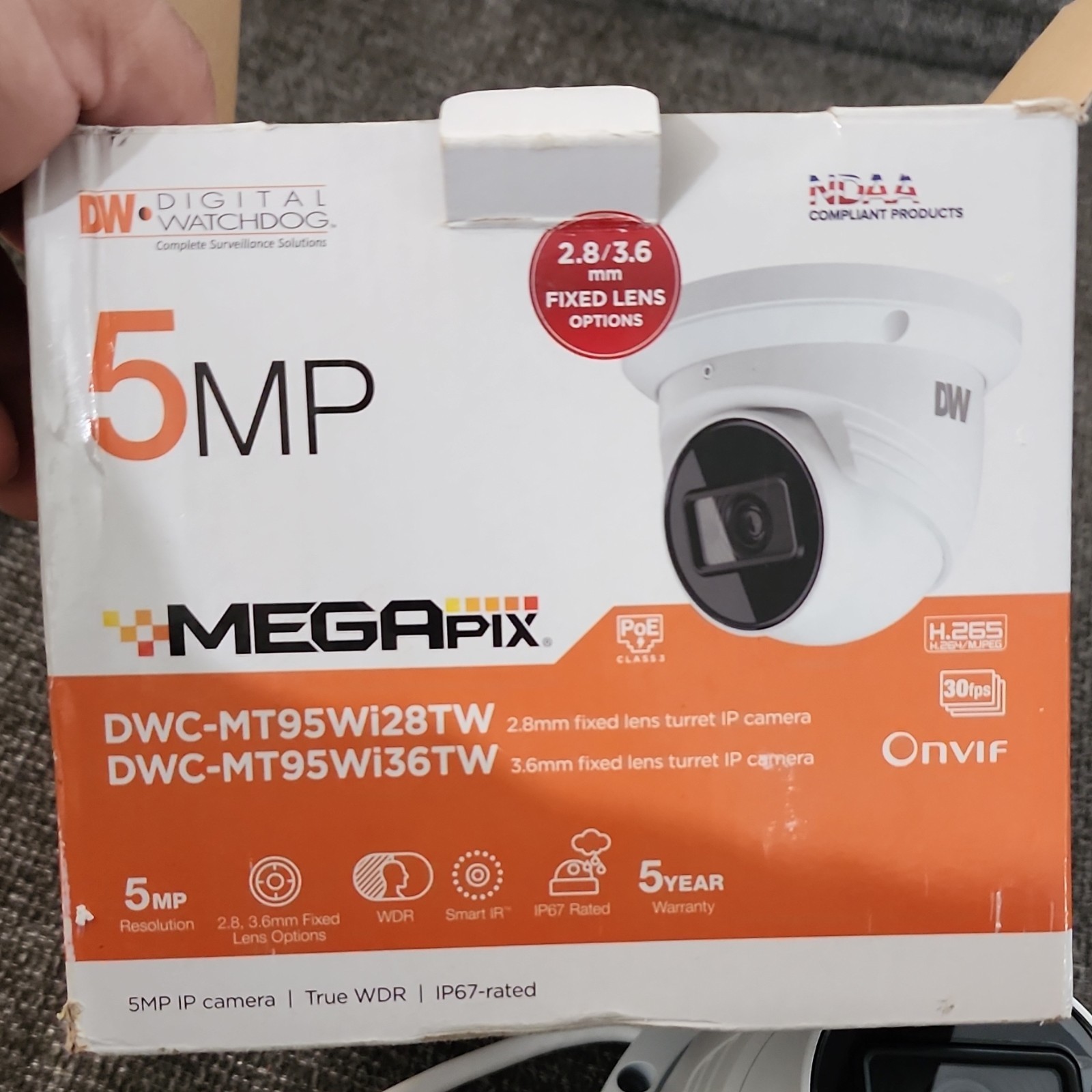 Digital Watchdog DWC-MT95Wi36TW Dome IP Camera 5MP 3.6mm IR H.265 WDR White