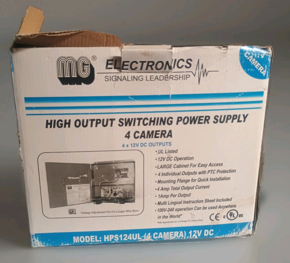 MG Electronics HPS124UL 12V 48W CCTV Switching Power Supply w/ PTC Protection