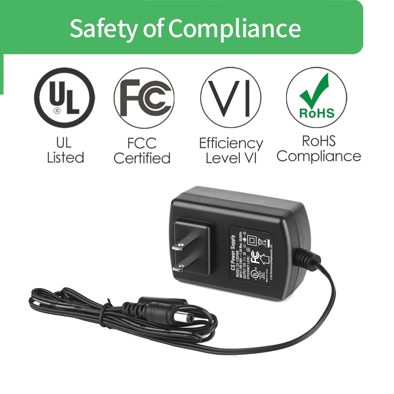 [Certificado Ul] Paquete De 2 Adaptadores De Ca Dc 12 V 2 A Fuente De Alimen…