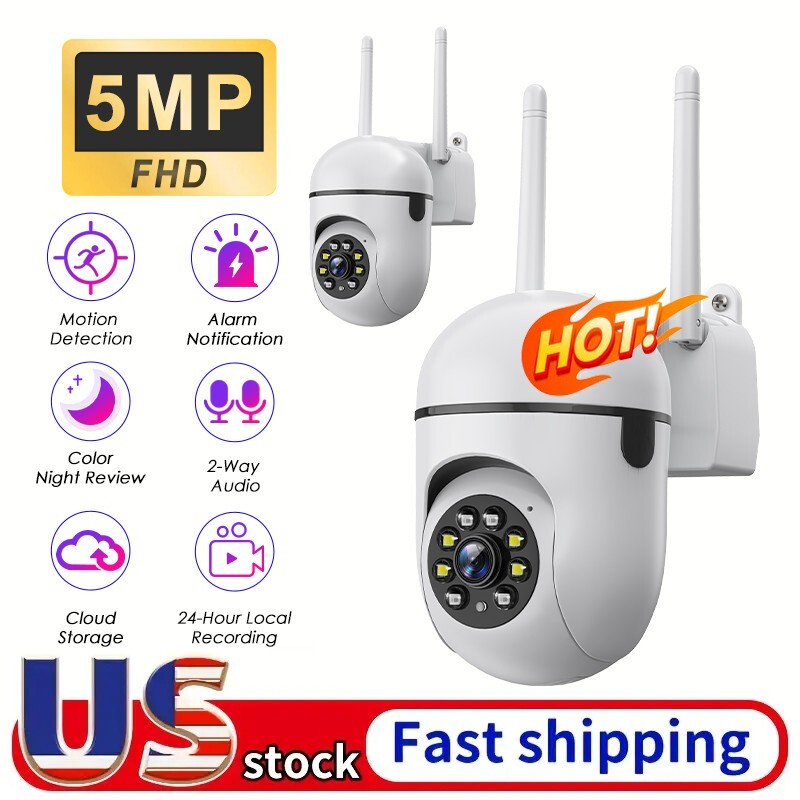 Sansco Wireless 5MP WiFi Security Camera PTZ Dome Cam 2 Way Audio Outdoor Home