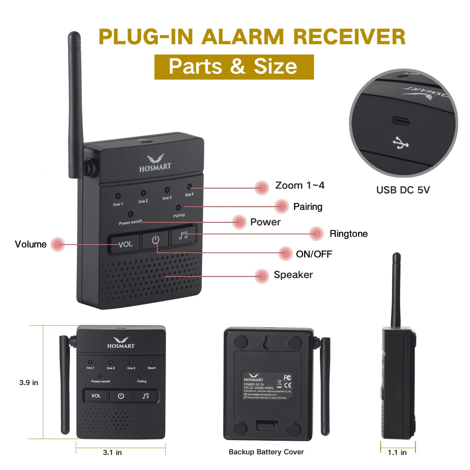 1/2 Mile Hosmart Driveway Alarm Wireless Sensor System & Driveway Sensor Aler…