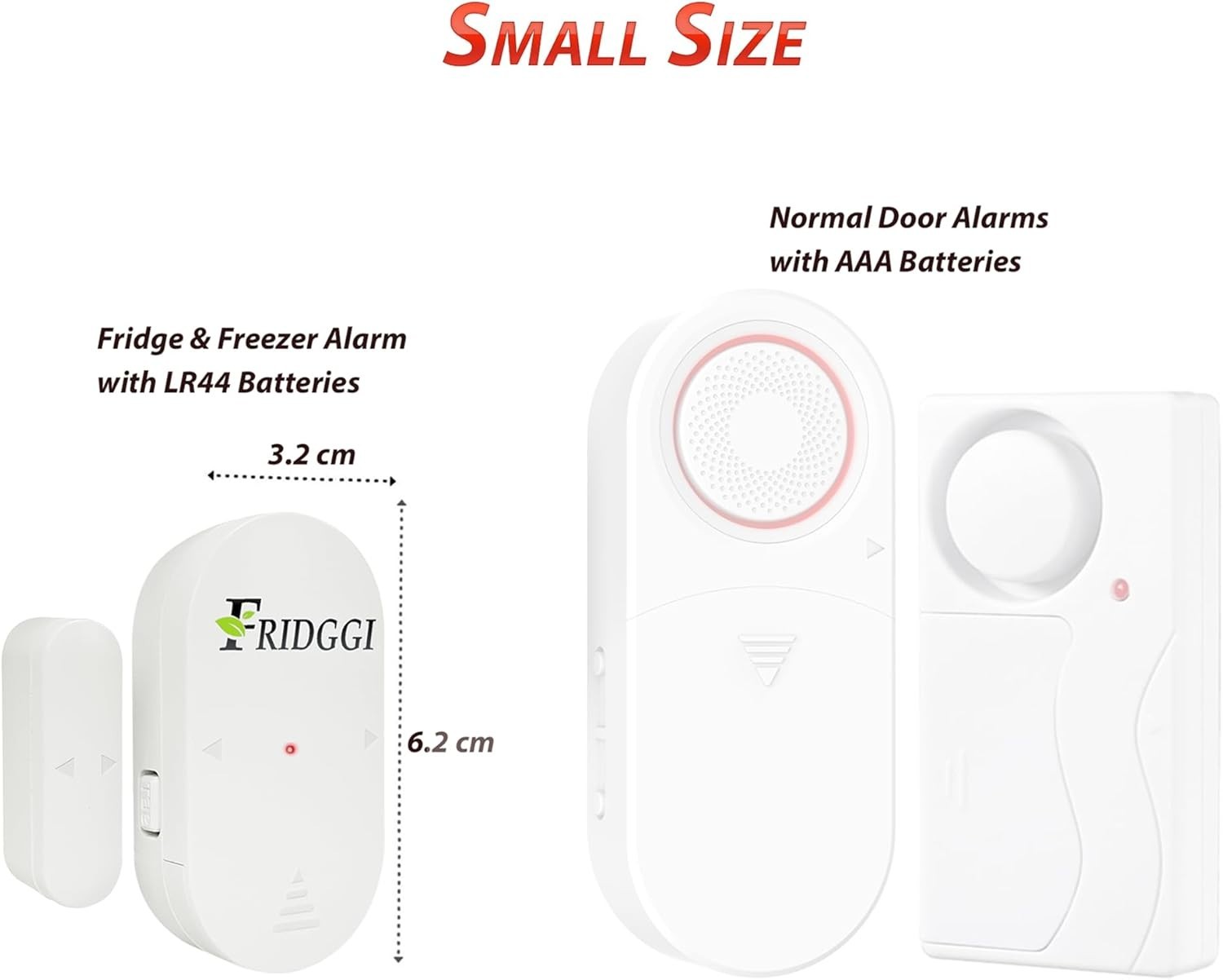 White Compact Freezer Door Alarm with 60 Sec Delay & 110dB Siren