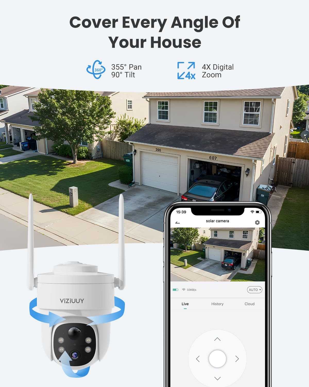 VIZIUUY Solar Security Cameras Wireless 3MP-2PK, White – 2Pack 3MP Cam