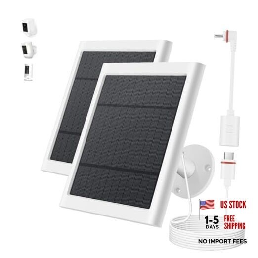 Solar Panel for Ring Camera, 2 Pack 4W Solar Charger Compatible with White 2PCS