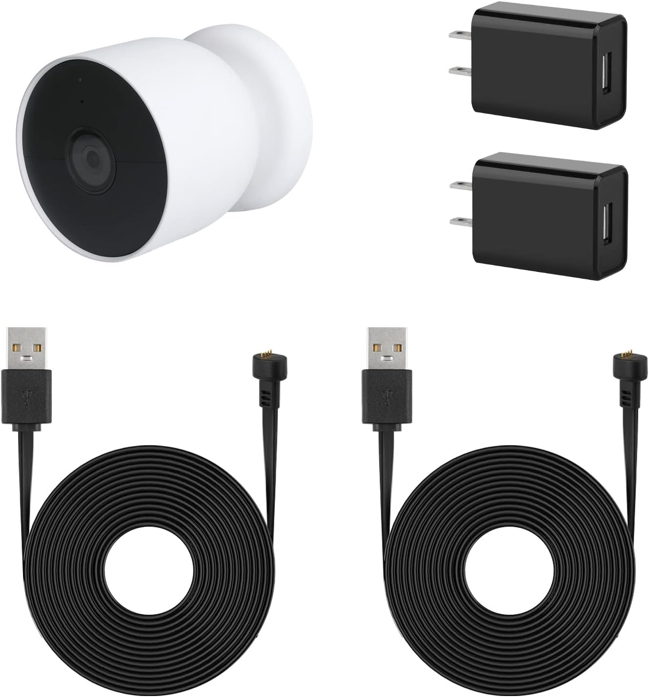 2Pack Power Adapter for Google Nest Cam , with 16.4Ft/5M Weatherproof Charging