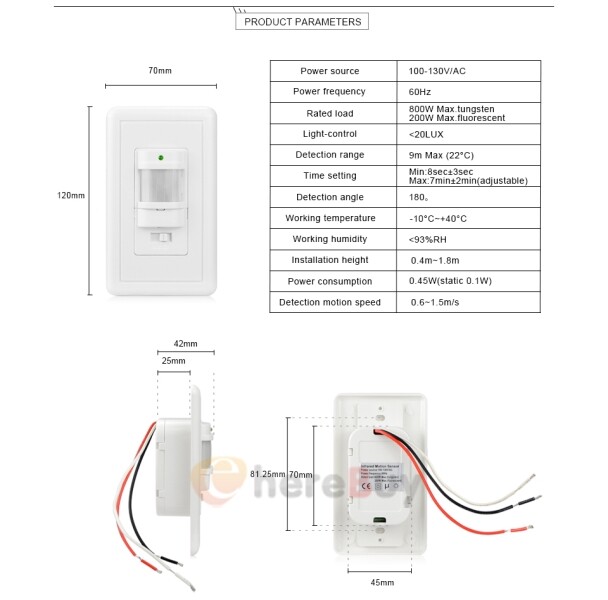 AC 110V PIR Motion Sensor Switch for LED Light Strip Infrared Motion Detector
