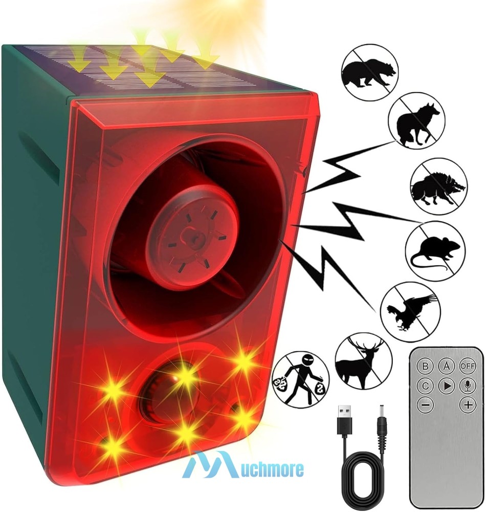 1~5Pack Solar Motion Sensor Alarm-Dog Barking & Gunshot Sound, Support Recording