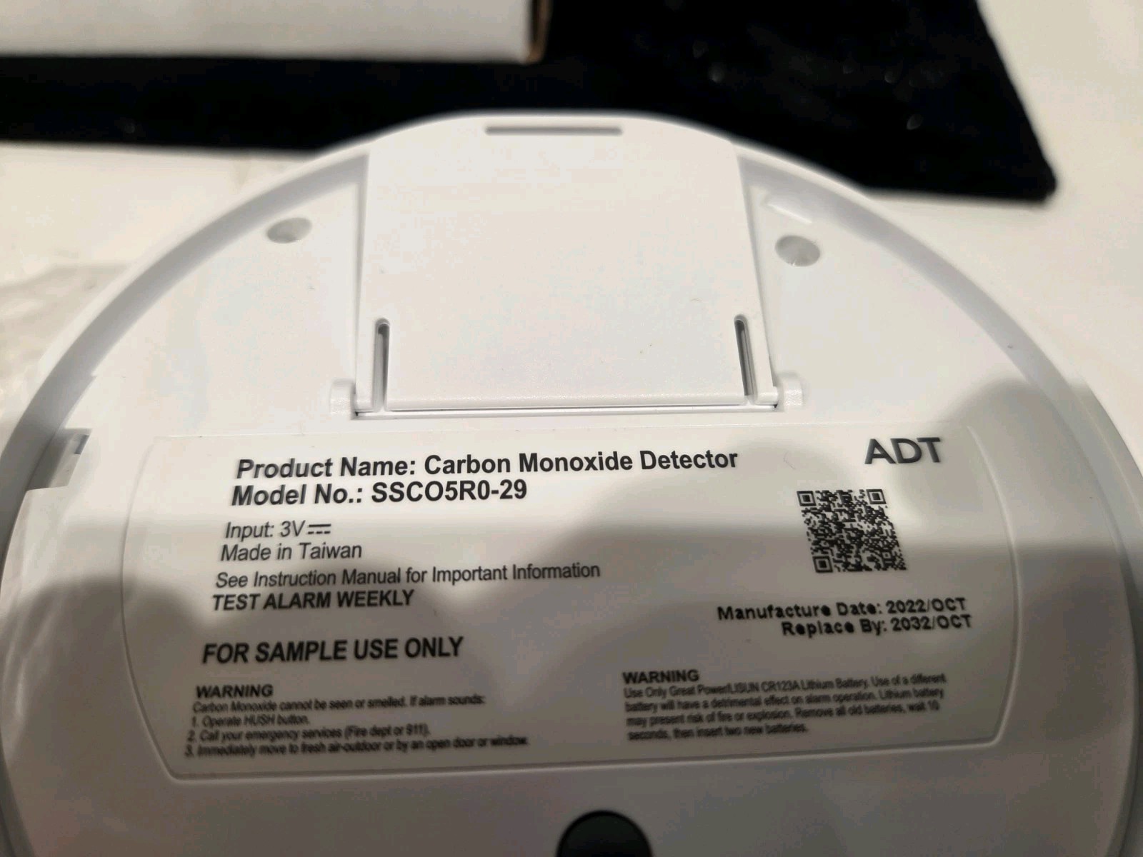 ADT Smart Home Security- Carbon Monoxide Detector SSCO5R0-29- Brand New