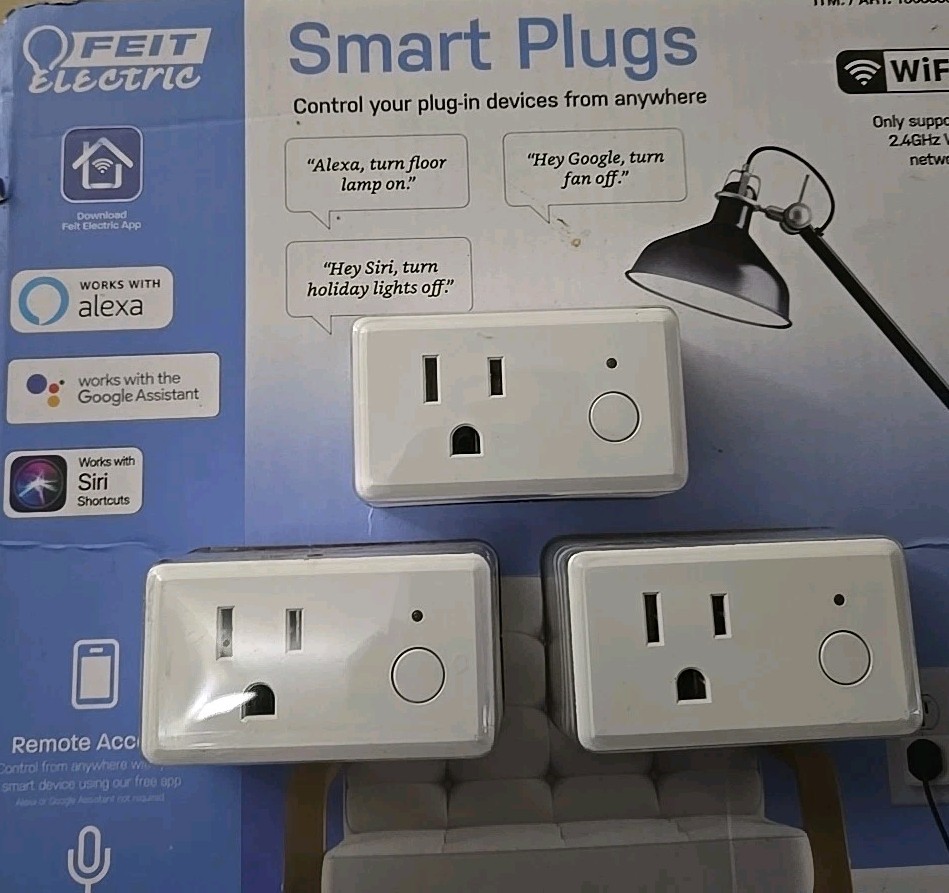 Feit Electric 1368338 2.4GHz WiFi Smart Plug 3-pack Remote Access Schedules