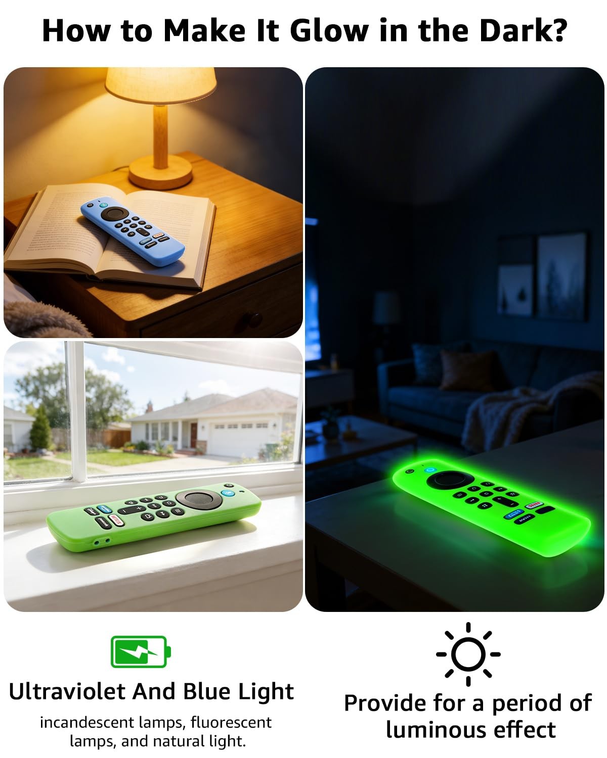 (2 Pack) OneBom Silicone Remote Cover for 2 Pack, Glow Green&Glow Blue