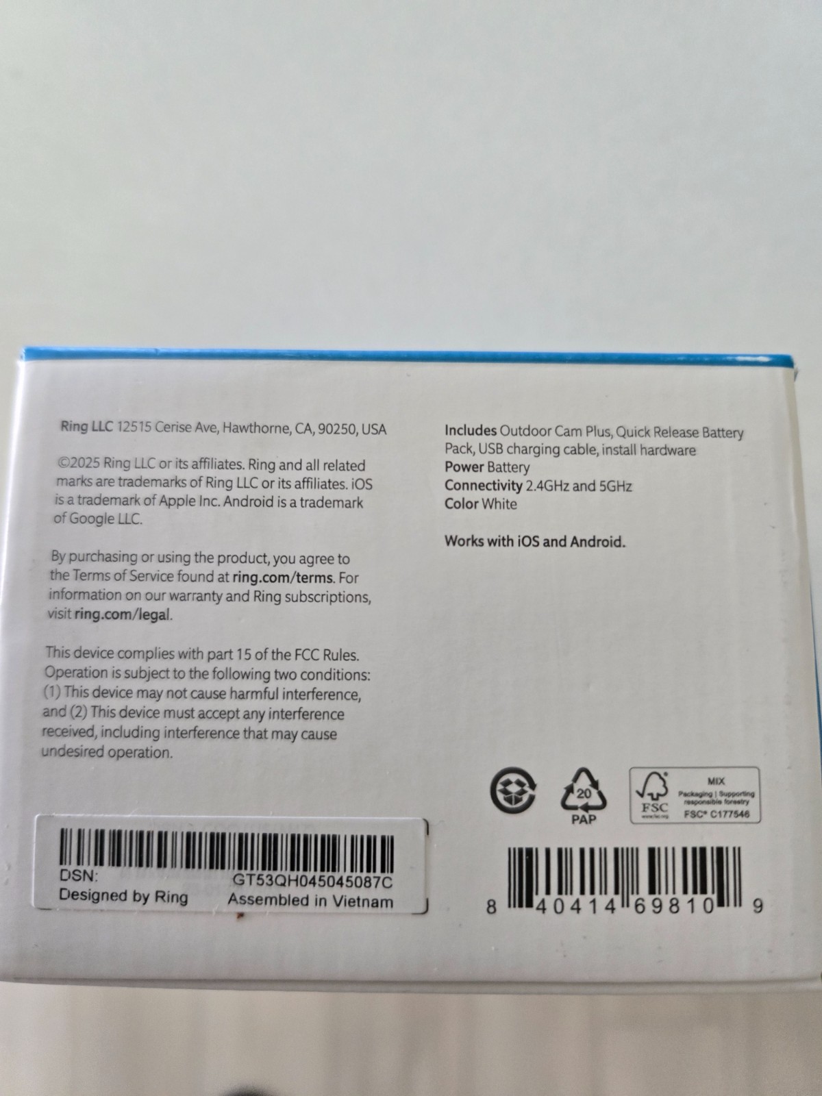 Ring Cam Outdoor Camera – White (Battery)