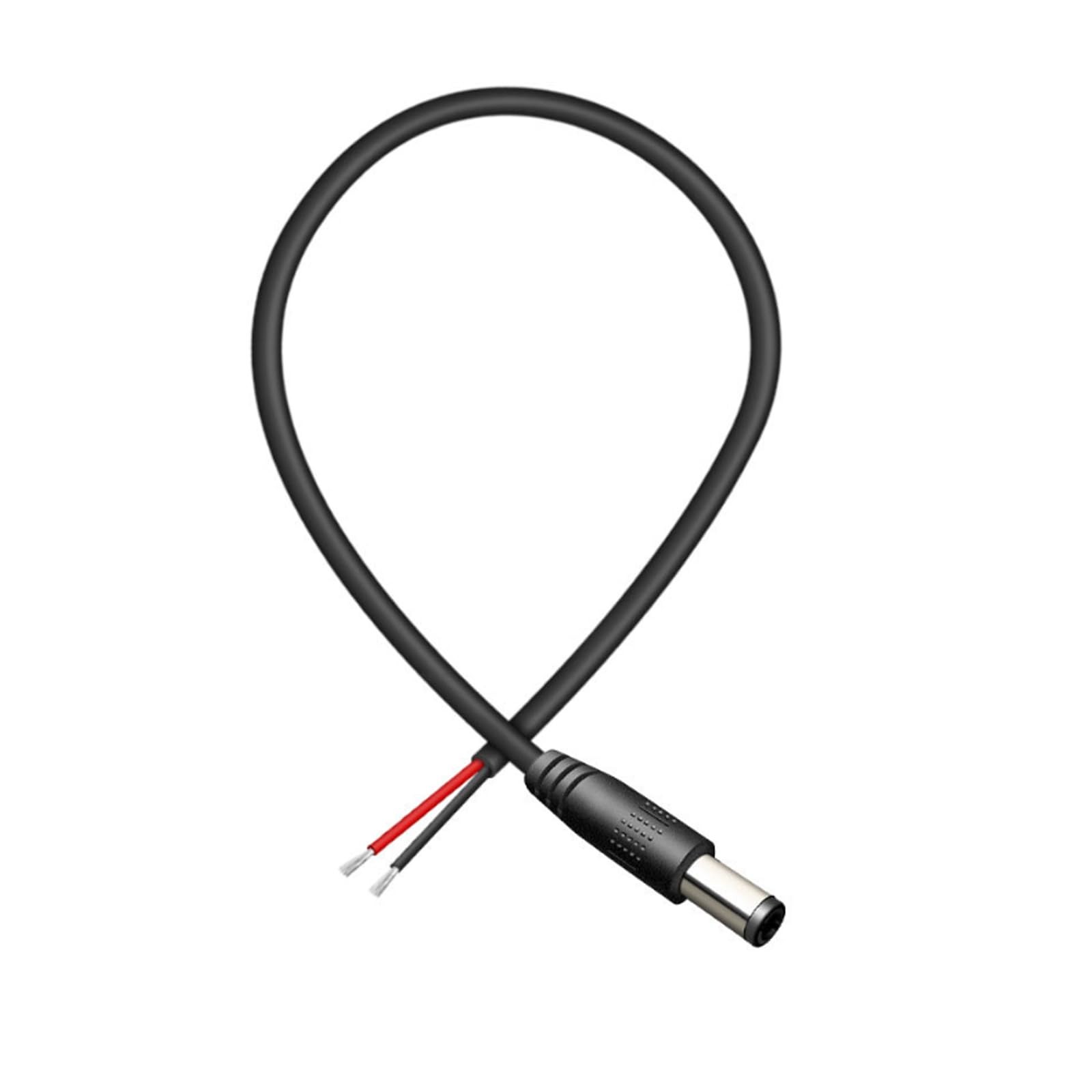Single Short 18AWG DC Power 5.5mm x 2.1mm Barrel Male Plug Connector to Pigta…