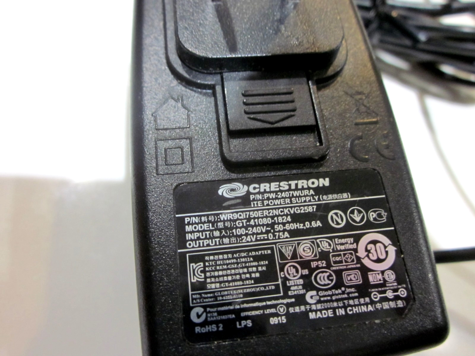 Crestron Power Supply PW-2407WURA 24V 0.75A