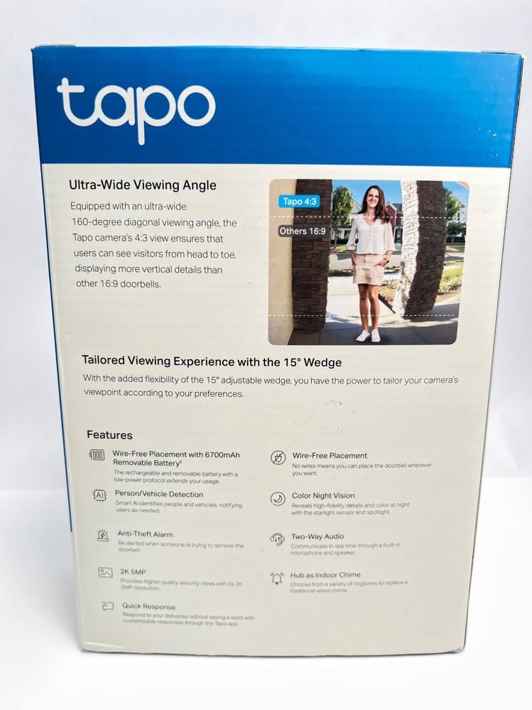 TP-Link Tapo D230S1 2K 5MP Wireless Video Doorbell Camera w/Chime