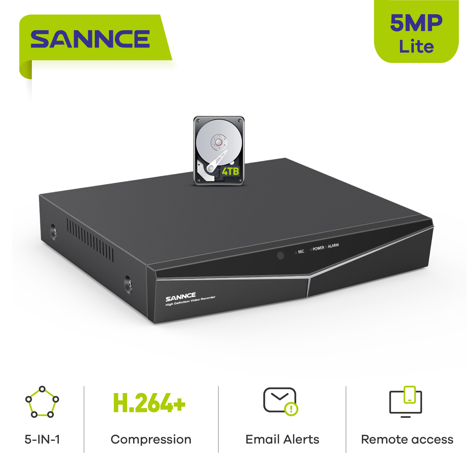 SANNCE 8CH 5IN1 5MP Lite DVR Digital Video Recorder For CCTV Security System
