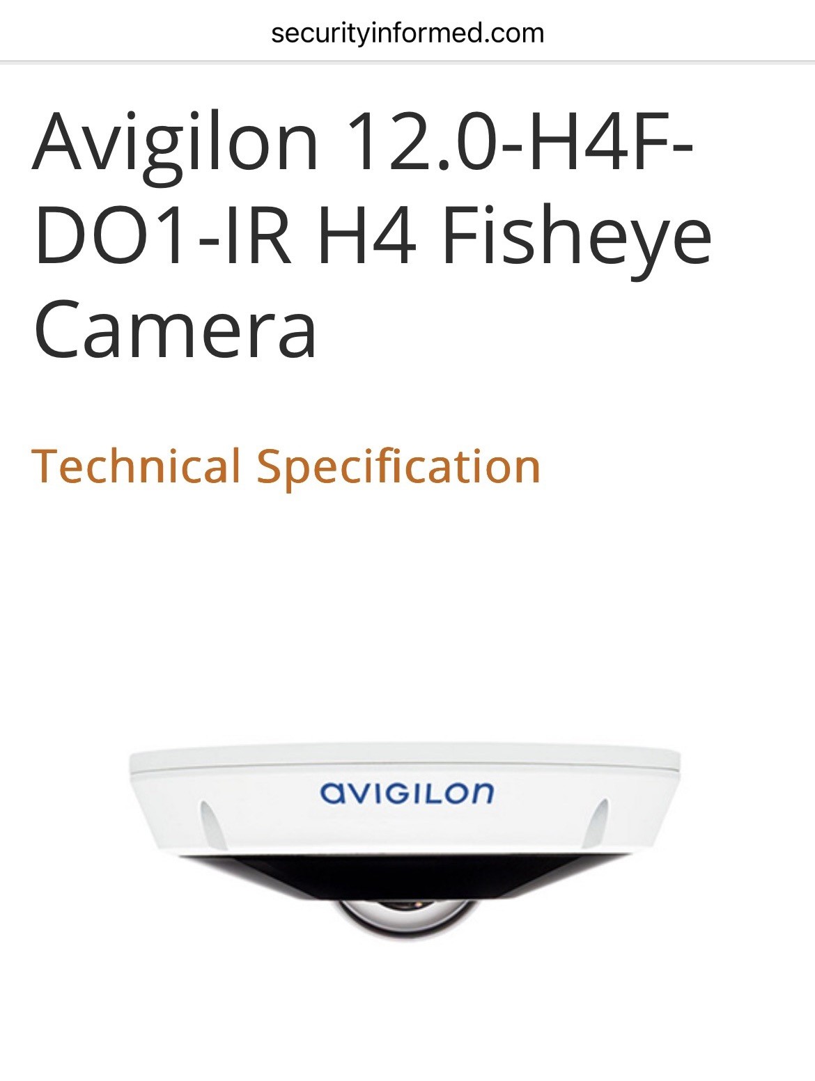 Avigilon 12.0-H4F-DO1-IR Fisheye Dome Surveillance Camera (Scuffed Dome & Lens)