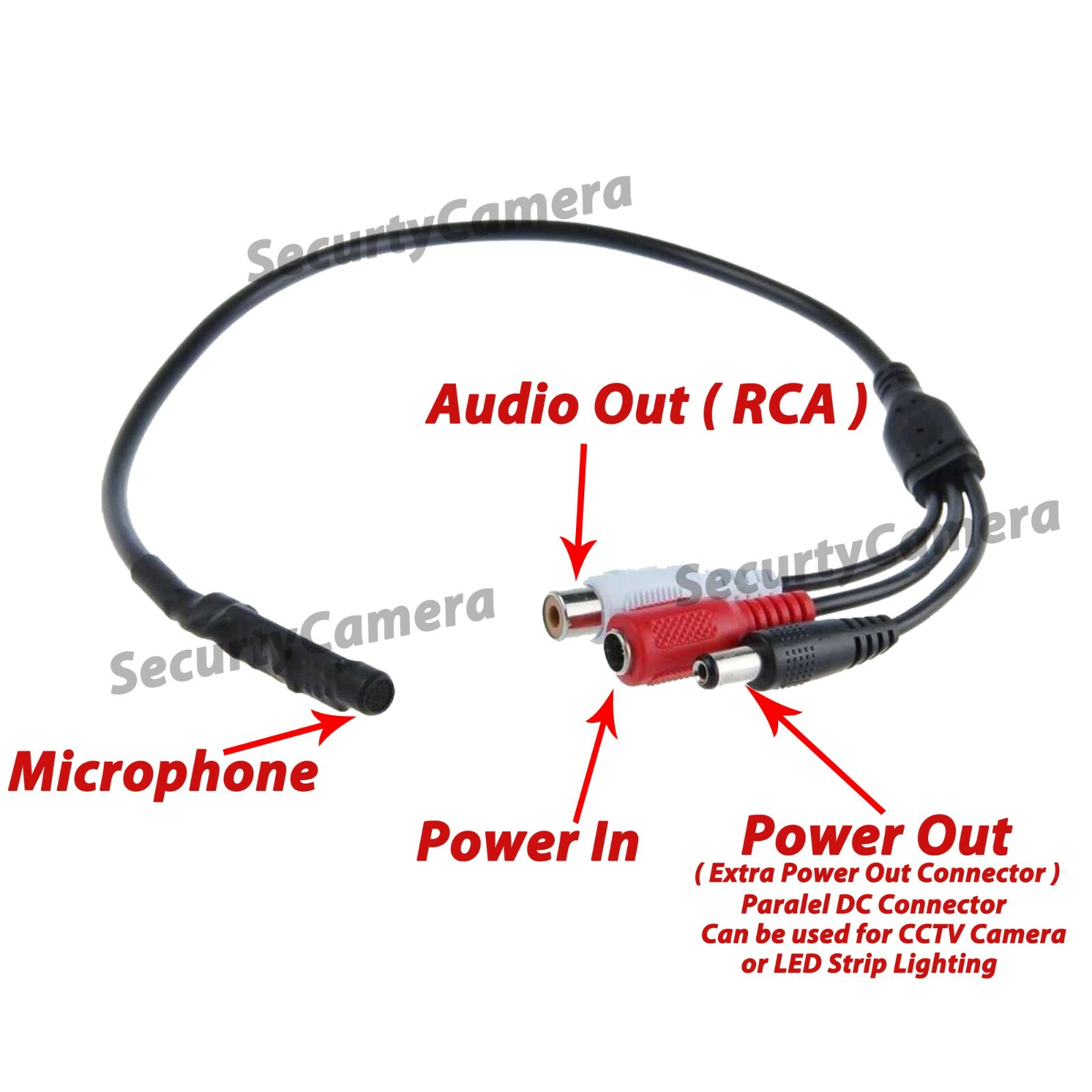 Mini High Sensitive Microphone Power Cable Kit Easy to Hide for Security System