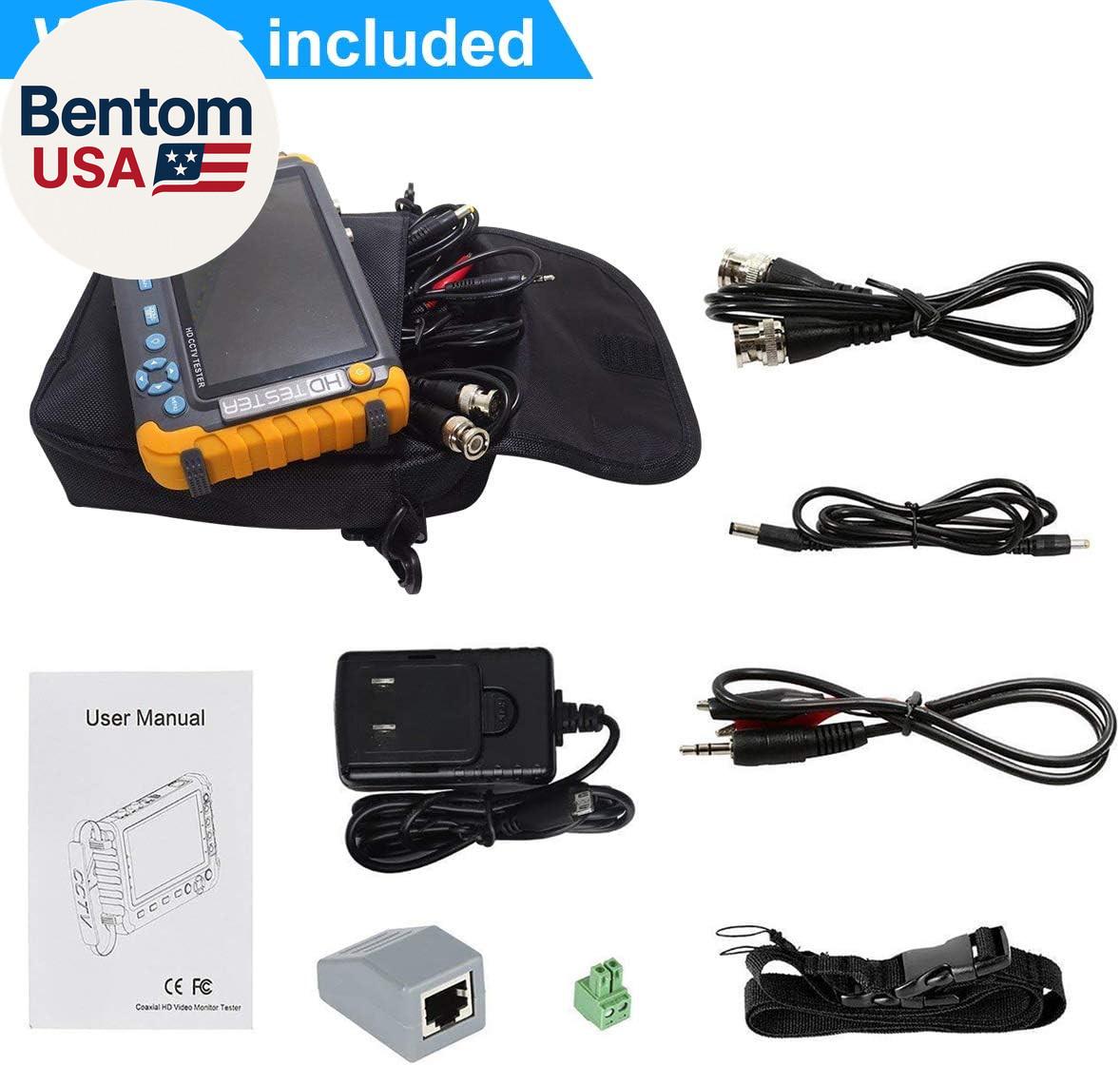 5 Inch 4 in 1 CCTV Monitor Tester, AHD/TVI/CVI/CVBS Coaxial Analog Video CCTV Te