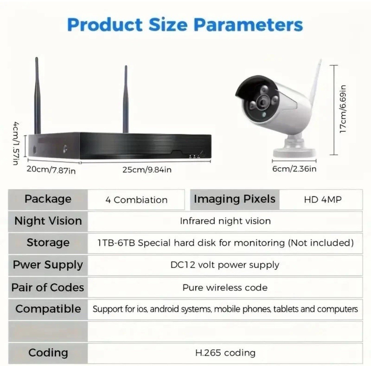10CH NVR 5MP System, 8×3MP Cameras, 3TB HDD, Night Vision, Motion Detection, App