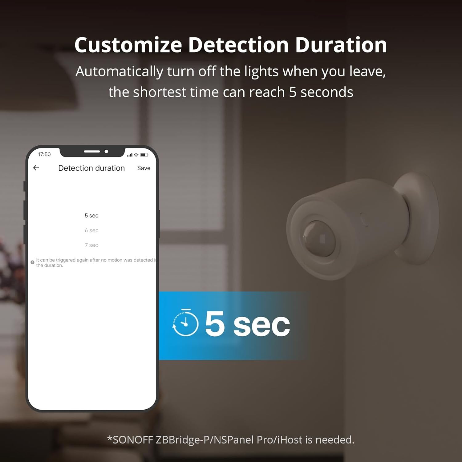 SNZB-03P Zigbee Motion Sensor, 3-Year Battery Life, for Alert System and Automat