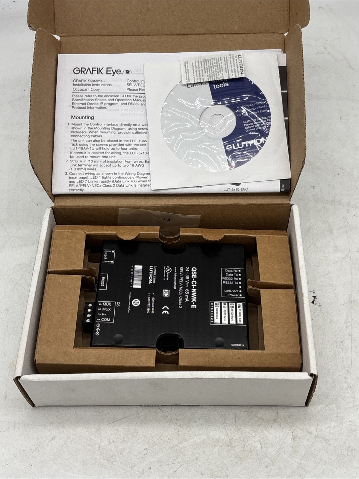LUTRON QSE-CI-NWK-E, Control Interface 12-24V PELV CLASS 2 – NEW
