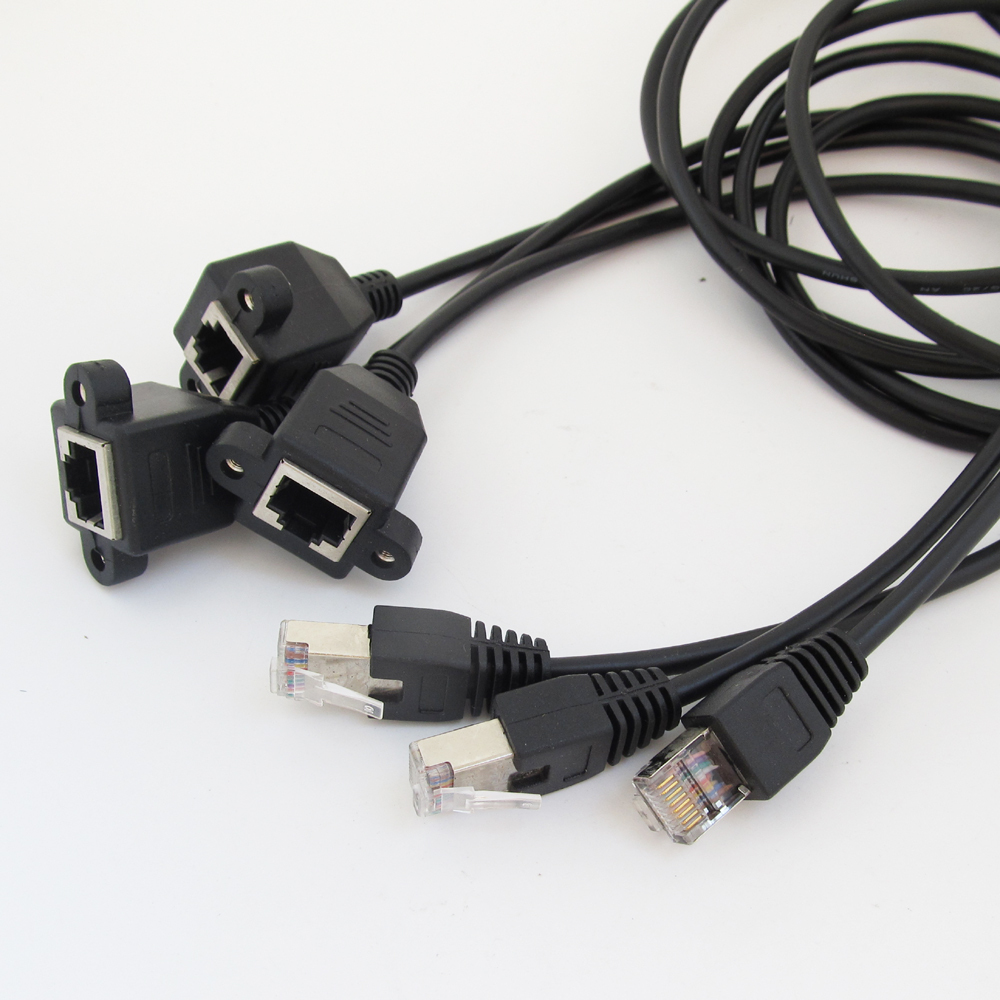 50pcs 30cm/1ft 8P8C RJ45 Male to Female M/F Network Extension Cable Screw Lock