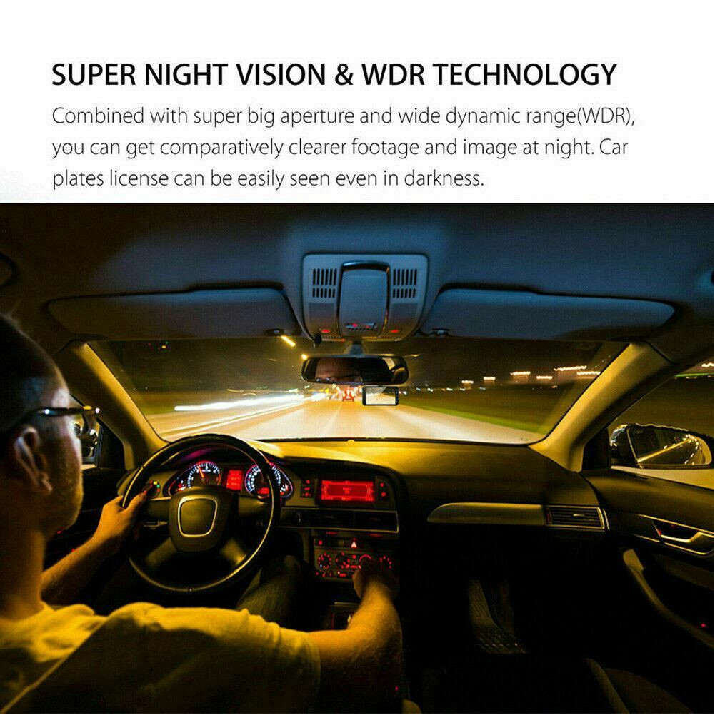 Touch Screen Dash Cam 4″ 1080P Dual Lens Car DVR Recorder Front and Rear Camera