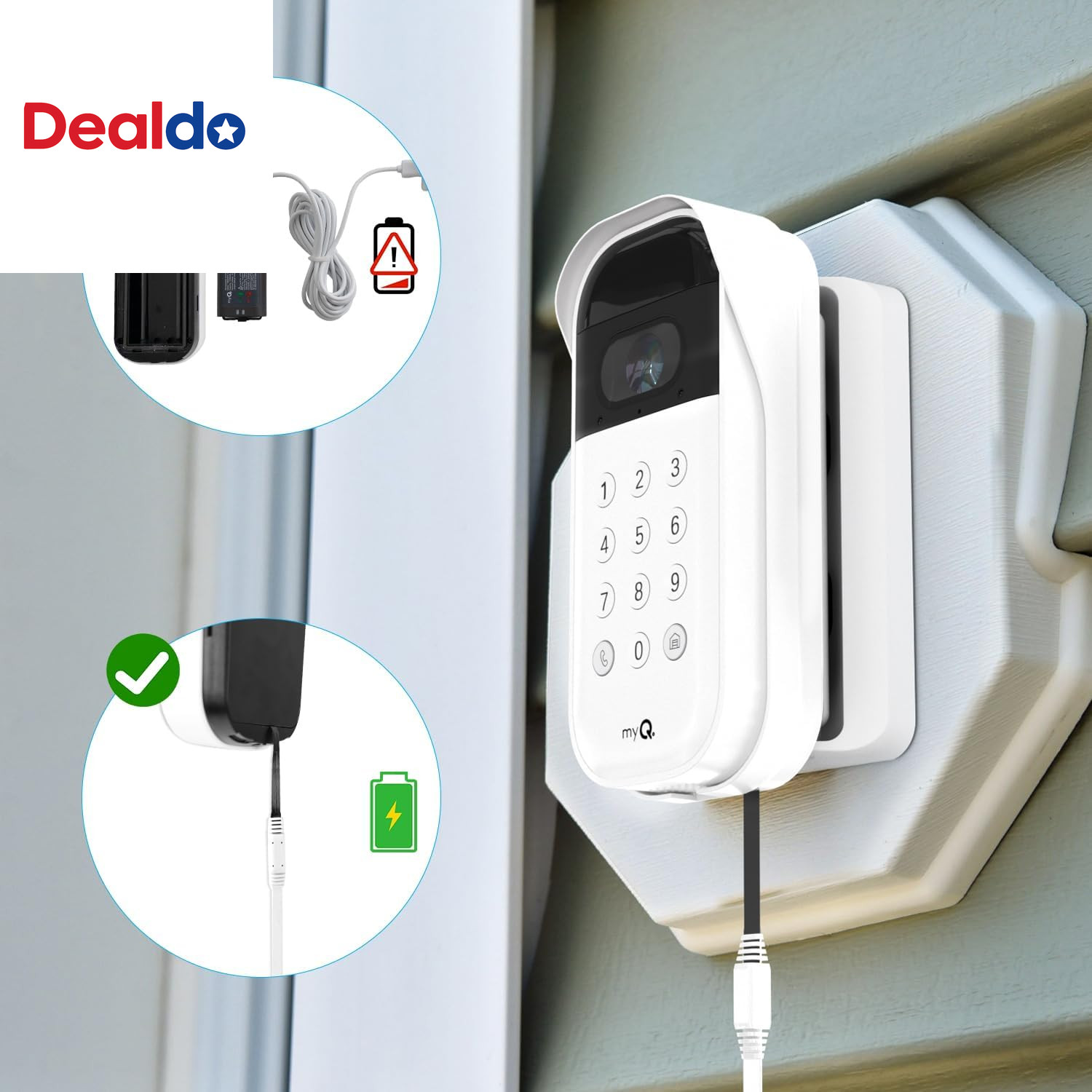 20Ft/6M Power Cable and Adapter for Myq Smart Garage Door Video Keypad, Weatherp