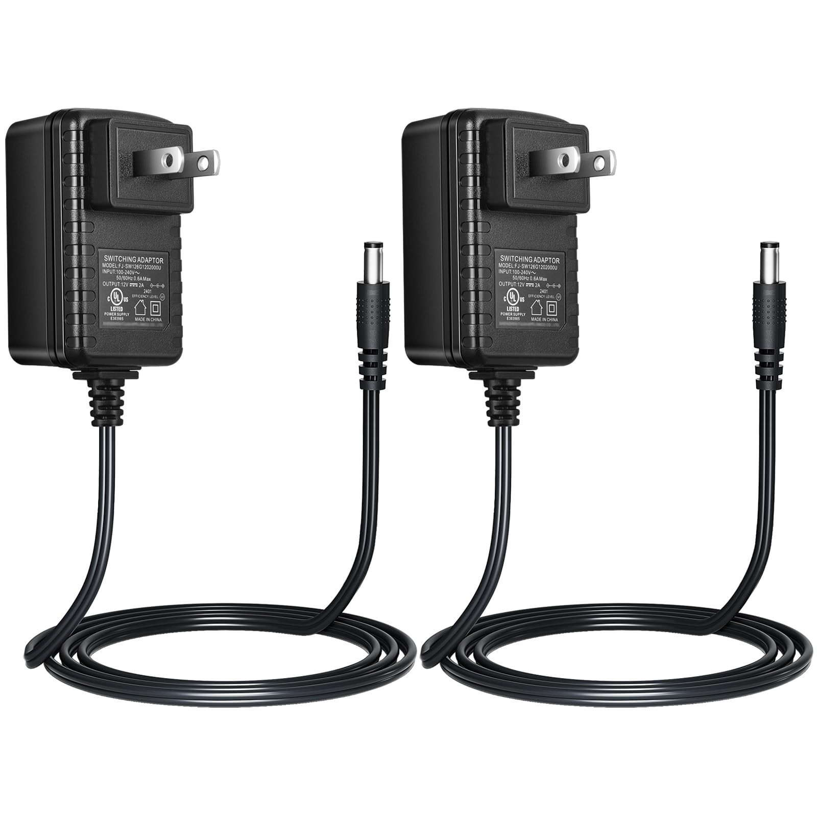 2-Pack AC 100-240V to DC 12V 2A Power Supply Adapter,12 Volt 2 Amp Power Adap…