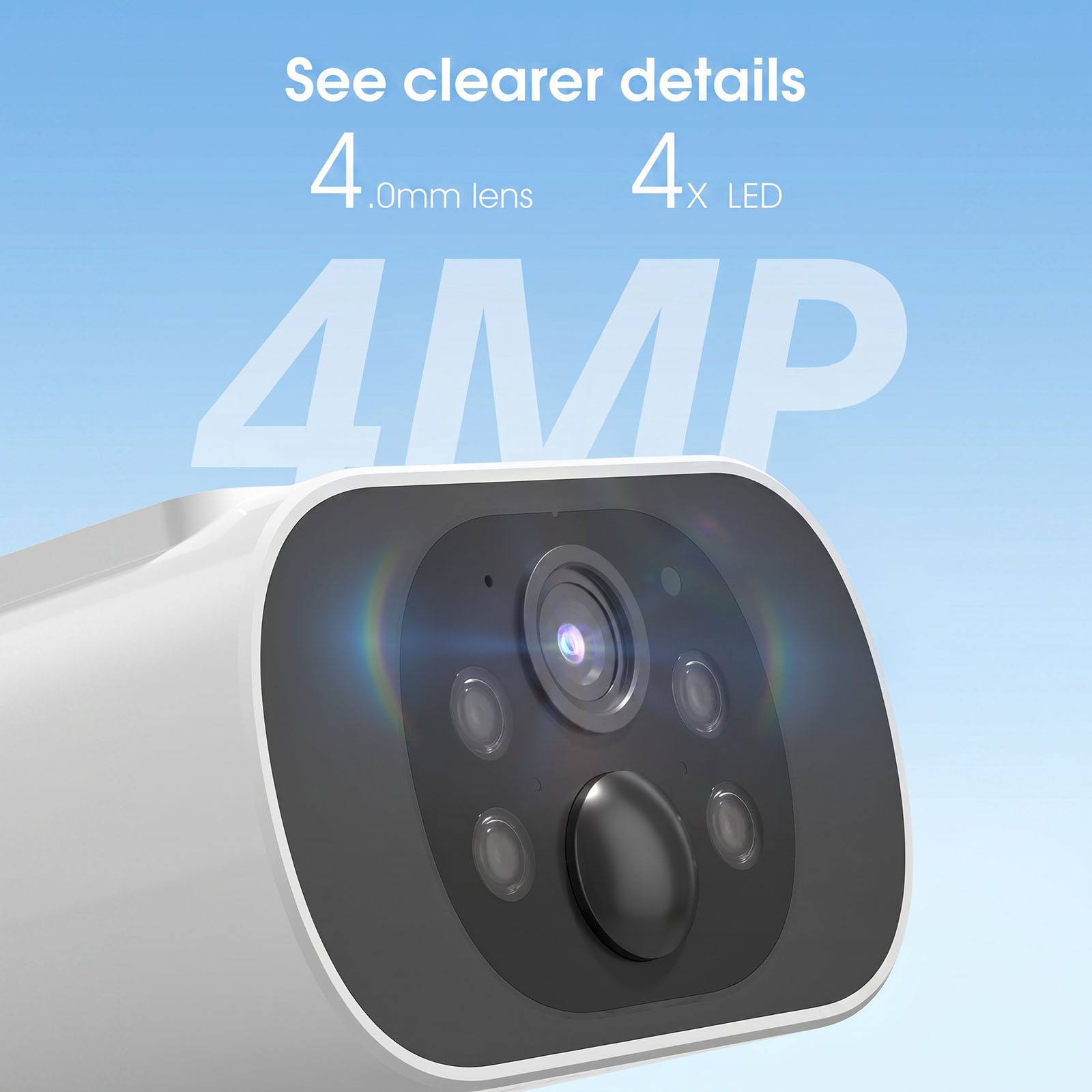 4MP Security Cameras Solar Powered Outdoor Wireless 6 Cam-Kit Color Night Vision