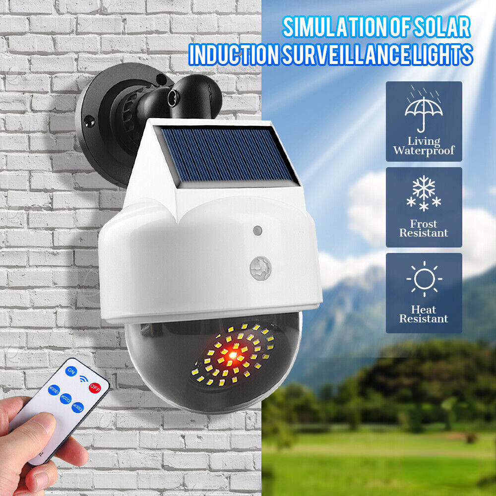 1-4PACK Solar Power PIR Motion Sensor Fake Camera Wall Light Outdoor Garden Lamp