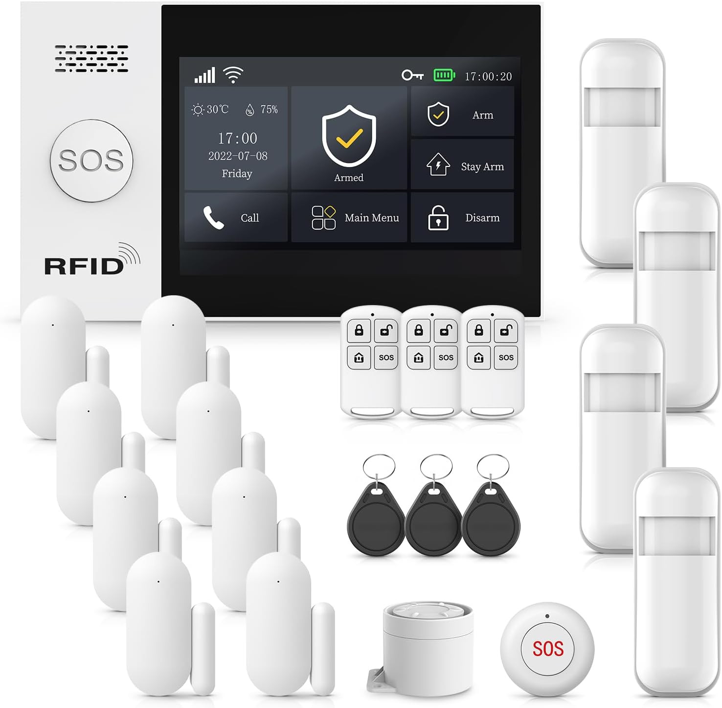 Alarm System for Home Security,21Pcs DIY Kit Touch Screen Siren Hub with Loud Al