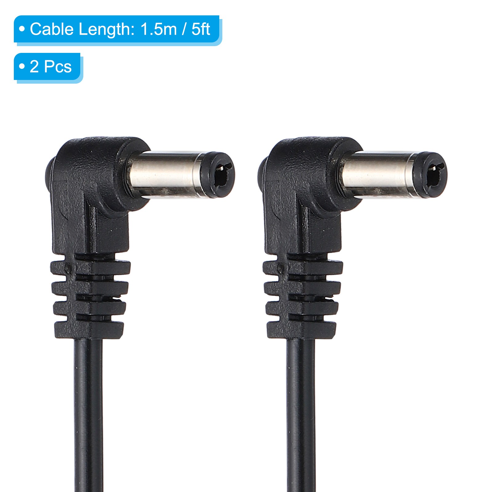 2Pack 5Ft 5.5mm x 2.5mm Male to Male Right Angle Coiled DC Power Cord