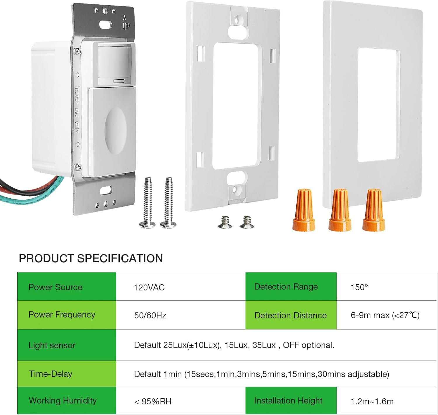 Motion Sensor Light Switch No Neutral Wire Required Ground Needed 5A Single Pole