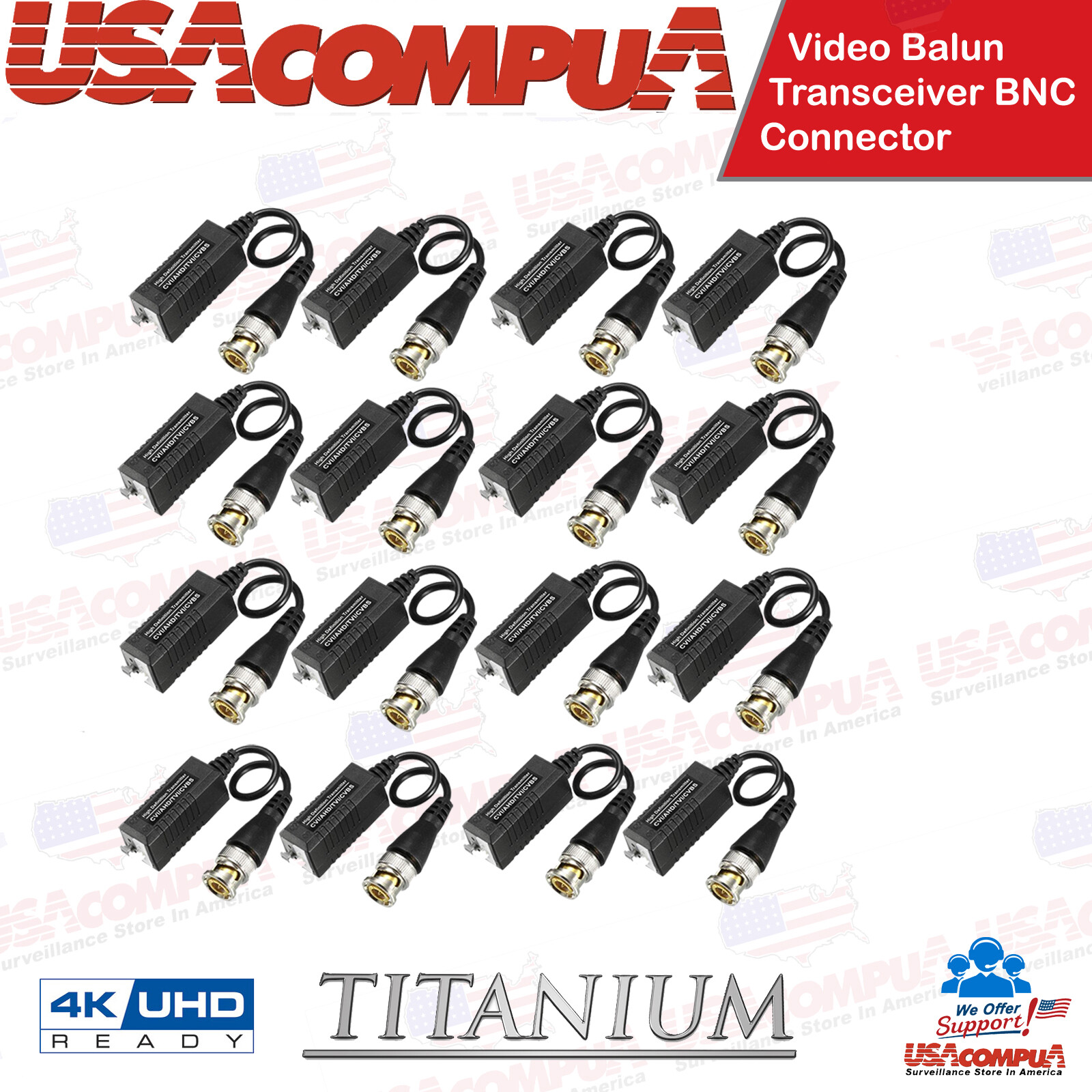 Video Balun 8MP Transmitter Receiver HD CVI TVI AHD Coaxial BNC to UTP 4K