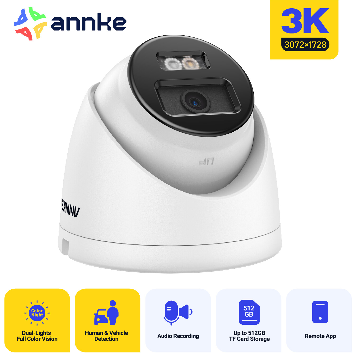 ANNKE 5MP PoE IP Security Camera Audio Recording Outdoor Color Night Vision AI