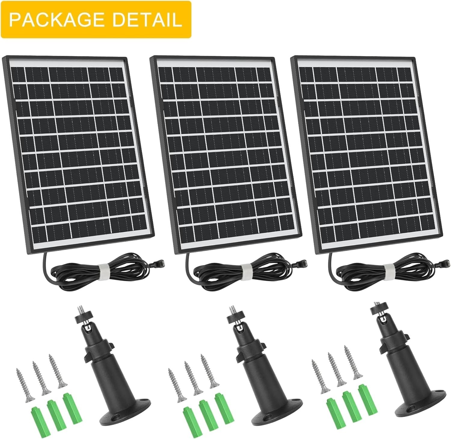 3pk Blink Outdoor 4 Solar Panel Charger – 5V, Waterproof, 11.8Ft Cable