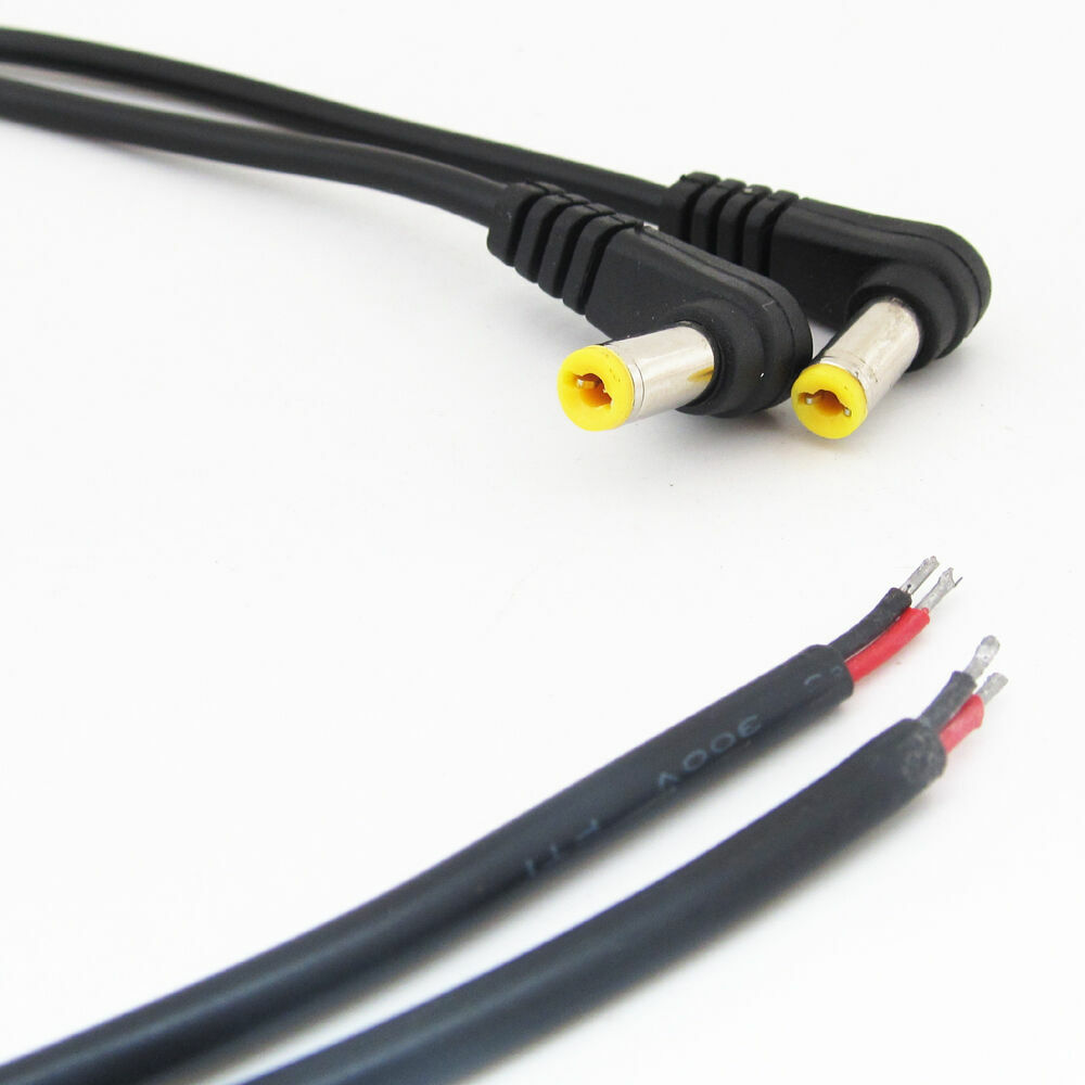 10pcs 50cm 22AWG DC Power Cable Right Angle 5.5×2.1mm 2.1mm DC Male For CCTV