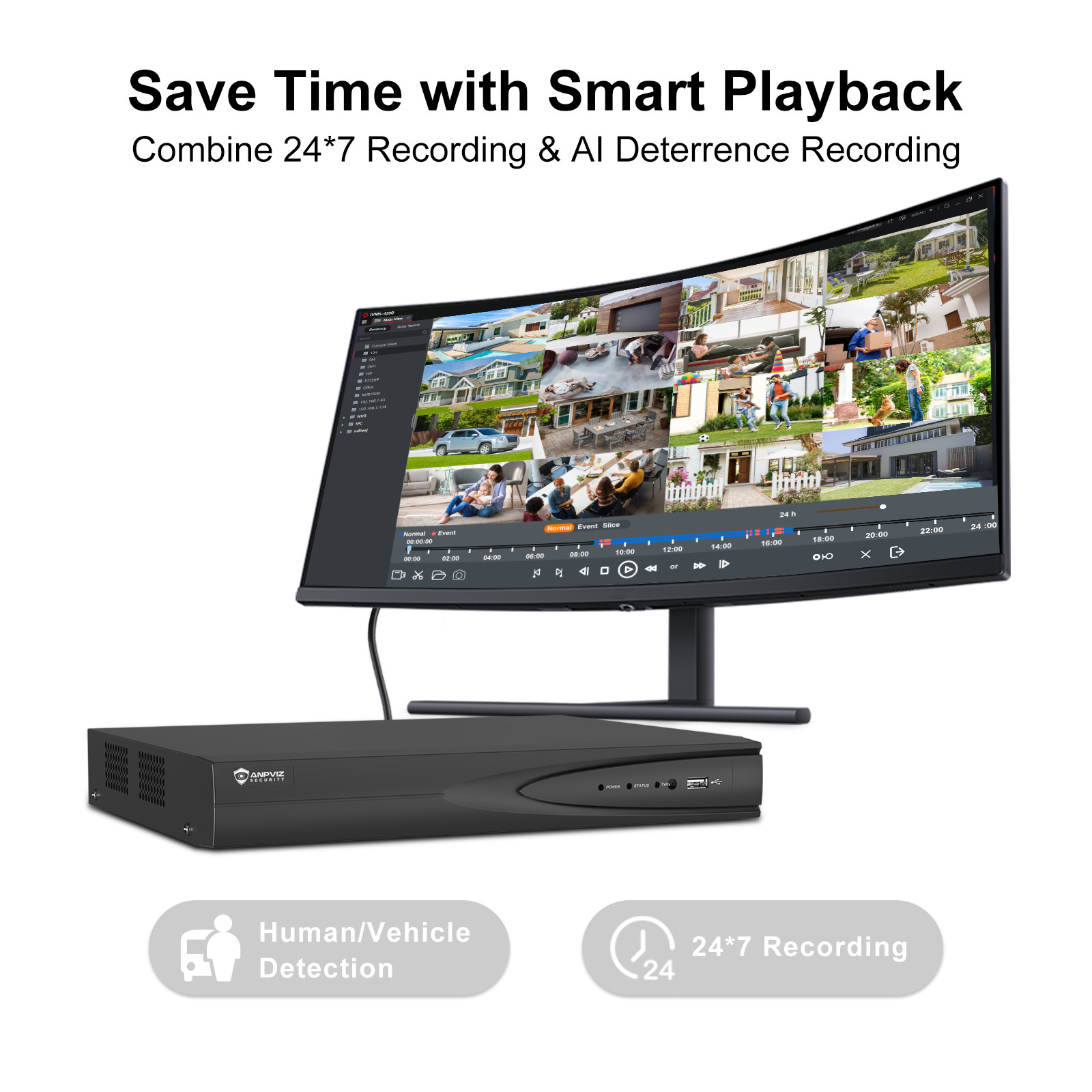 Anpviz 4CH 8MP PoE NVR Smart AI Network Video Recorder Supports Max 4*8MP Camera