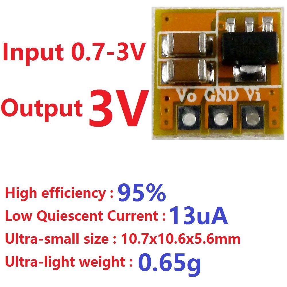 High efficiency Low Quiescent Current 1.5V 1.8V 2V to 3V DC DC Boost Step up